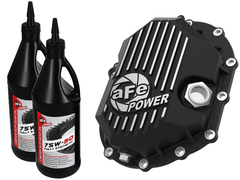 aFe — Pro Series Front Differential Cover Black w/ Machined Fins & Gear Oil