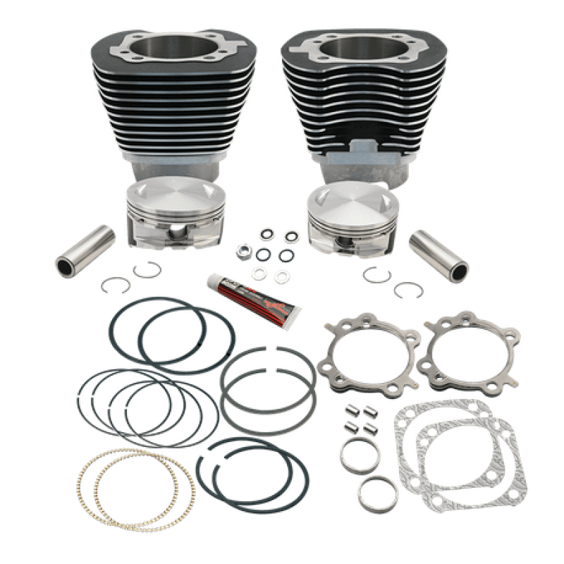 S&S Cycle — S&S Cycle 99-06 w/ 89cc/91cc Heads 4 1/8in Bore Cyl & Piston Kit For 124in Hot Set Up Kit - Wblack