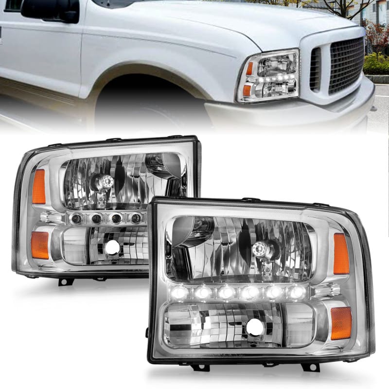 ANZO — ANZO 2000-2004 Ford Excursion Crystal Headlights Chrome w/ LED 1pc
Head Light Set
HdLtSet