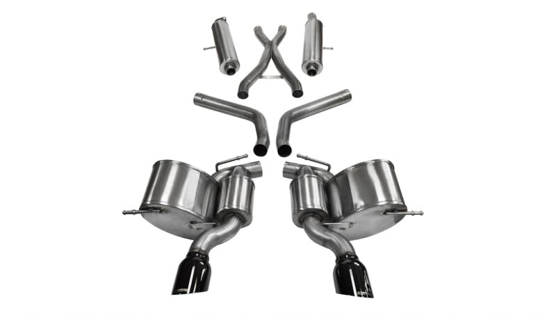 CORSA Performance — 2.75in. Cat-Back Dual Rear Exit with Single 4.5in. Black PVD Pro-Series Tips