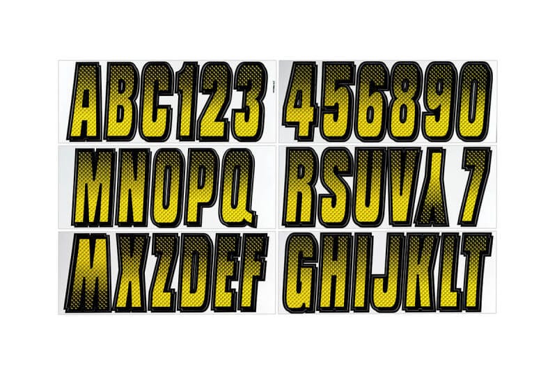 Hardline — Hardline Boat Lettering Registration Kit 3 in. - 300 Yellow/Black