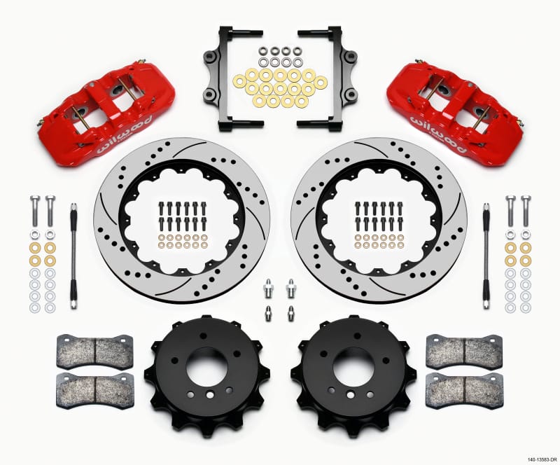 Wilwood — KIT,REAR,BMW E90,07-11,AERO4,14.00x1.10 SRP,RED,W/LINES