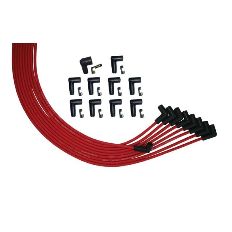 Moroso — Moroso V8 Universal 90 Deg Plug HEI Distributor Ultra Spark Plug Wire Set - Red