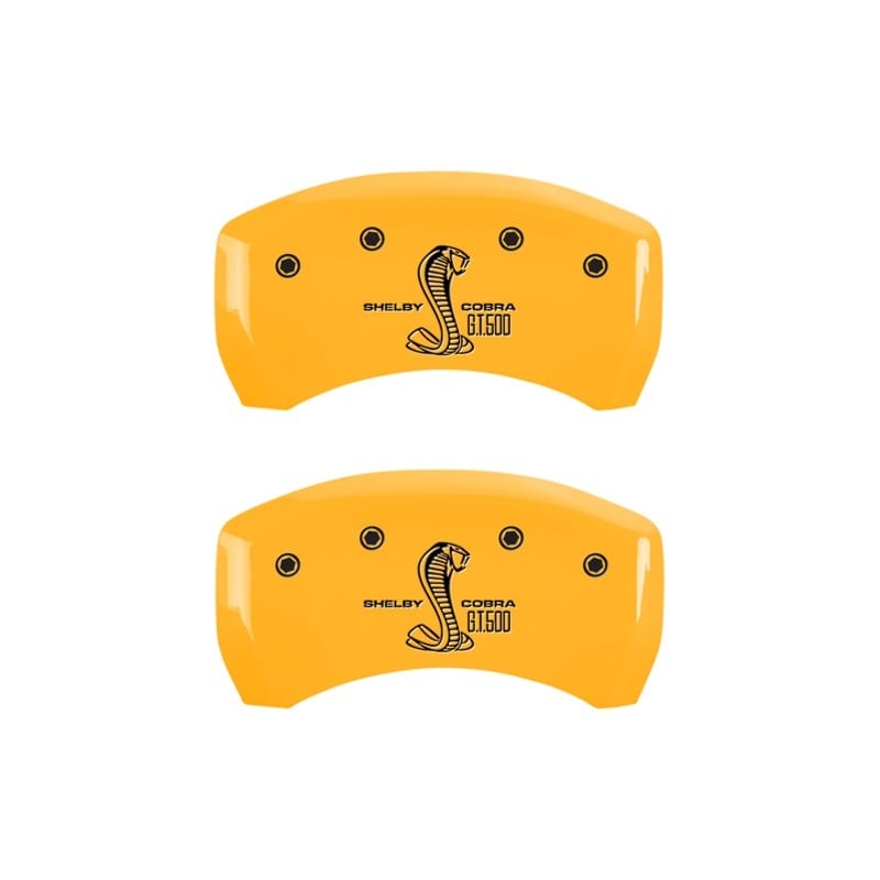 MGP — Set Of 2 Caliper Covers, Engraved Rear: GT350 Shelby & Cobra Yellow Powder Coat 