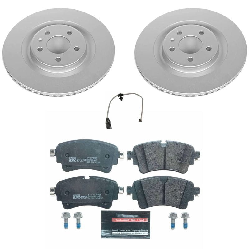 PowerStop — Genuine Geomet Coated Rotors, ECE-R90 Brake Pads + Hardware Kit