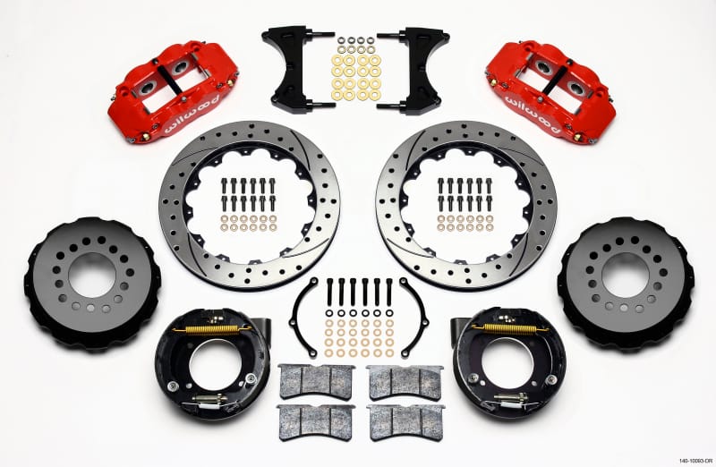 Wilwood — KIT,REAR,C10 CHEVY 63-87,5 LUG,2.42 OFF FNSL4R,13.00 ROTOR,DRILLED,RED