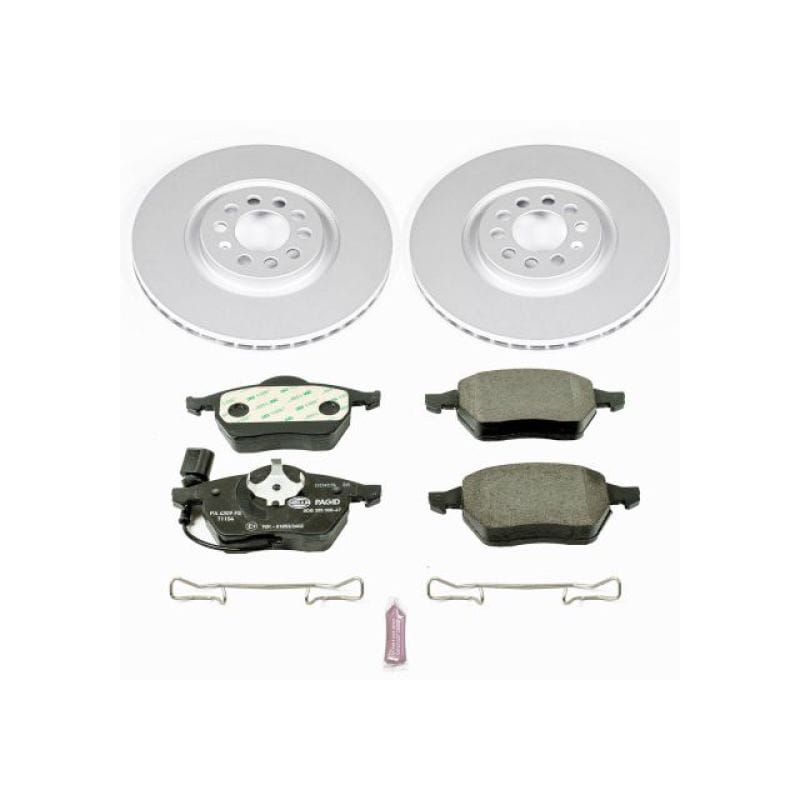 PowerStop — Genuine Geomet Coated Rotors, ECE-R90 Brake Pads + Hardware Kit