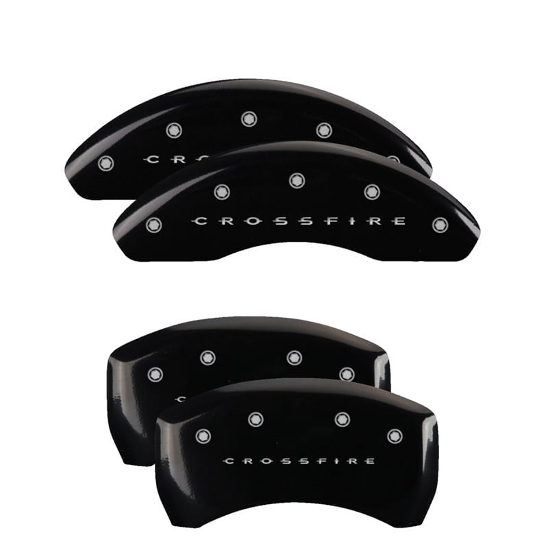 MGP — Set of 4 caliper covers, Engraved Front and Rear: Crossfire, Black powder coat f