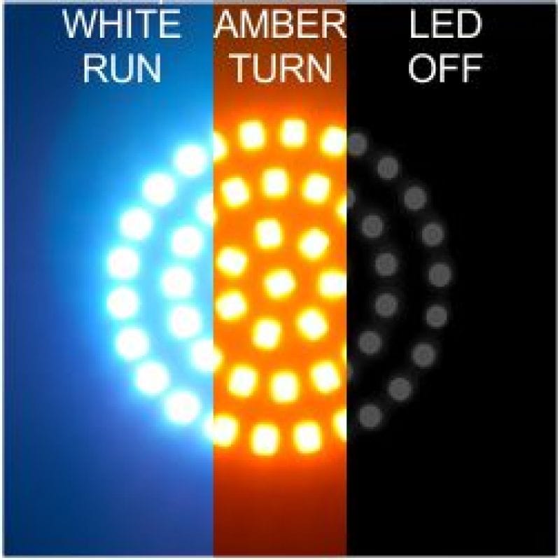 Letric Lighting — Front Only, Deluxe, White running light shuts off, Amber turn to OFF when turn signal switch is activated