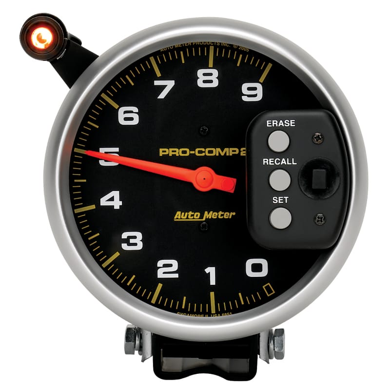 AutoMeter — GAUGE, TACH, 5", 9K RPM, PEDESTAL W/ QUICK LITE & PEAK MEMORY, PRO-COMP