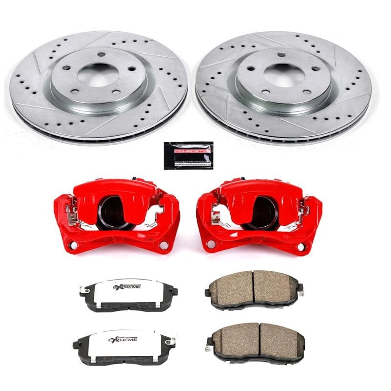 PowerStop — Z26 Street Performance Ceramic Brake Pad, Drilled Slotted Rotor, and Caliper Kit