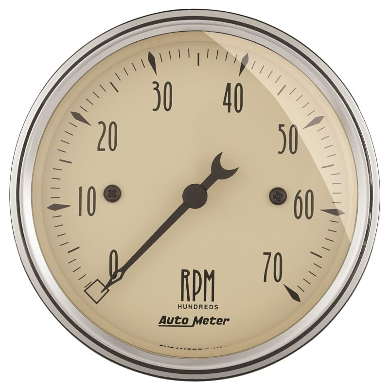 AutoMeter — GAUGE, TACHOMETER, 3 1/8" , 7K RPM, IN-DASH, ANTIQUE BEIGE