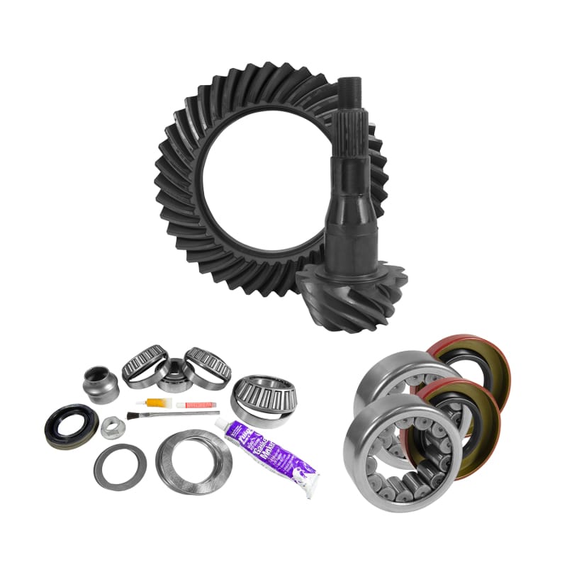 Yukon Gear & Axle — 9.75" Ford 4.11 Rear Ring & Pinion, Install Kit, Axle Bearings & Seal
9.75in. Ford 4.11 Rear Ring/Pinion; Install Kit; Axle Bearings/Seal