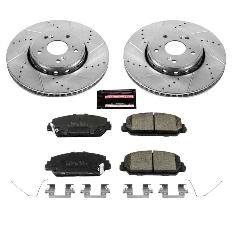 PowerStop — Z23 Daily Driver Carbon-Fiber Ceramic Brake Pad and Drilled & Slotted Rotor Kit