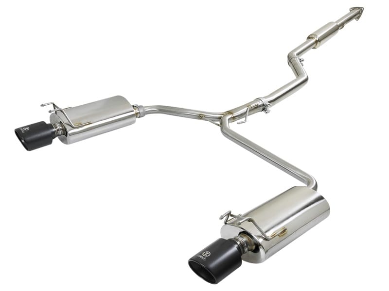 aFe — Takeda 2-1/2 IN to 1-3/4 IN 304 Stainless Steel Cat-Back Exhaust w/ Black Tips