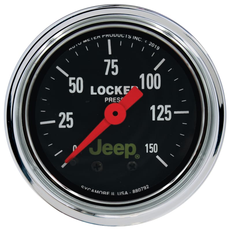 AutoMeter — GAUGE, AIR LOCKER PRESS, 2 1/16", 150PSI, MECHANICAL, JEEP