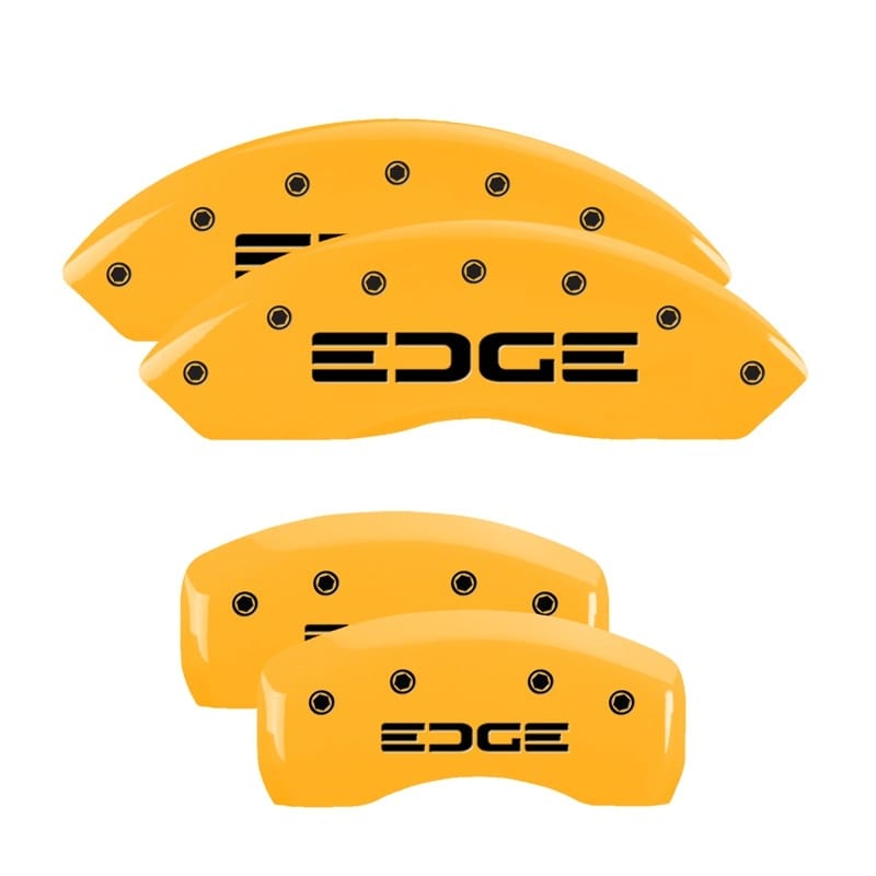 MGP — Set of 4 caliper covers, Engraved Front and Rear: Edge, Yellow powder coat finis
