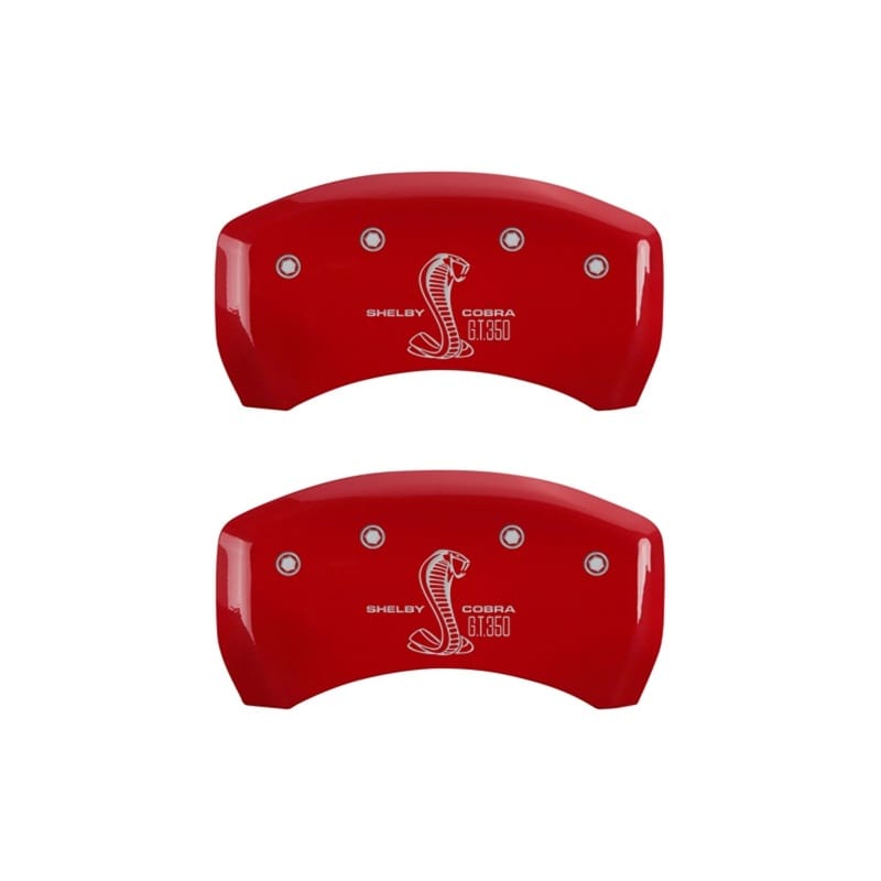 MGP — Set Of 2 Caliper Covers, Engraved Rear: GT350 Shelby & Cobra Red Powder Coat Fin
