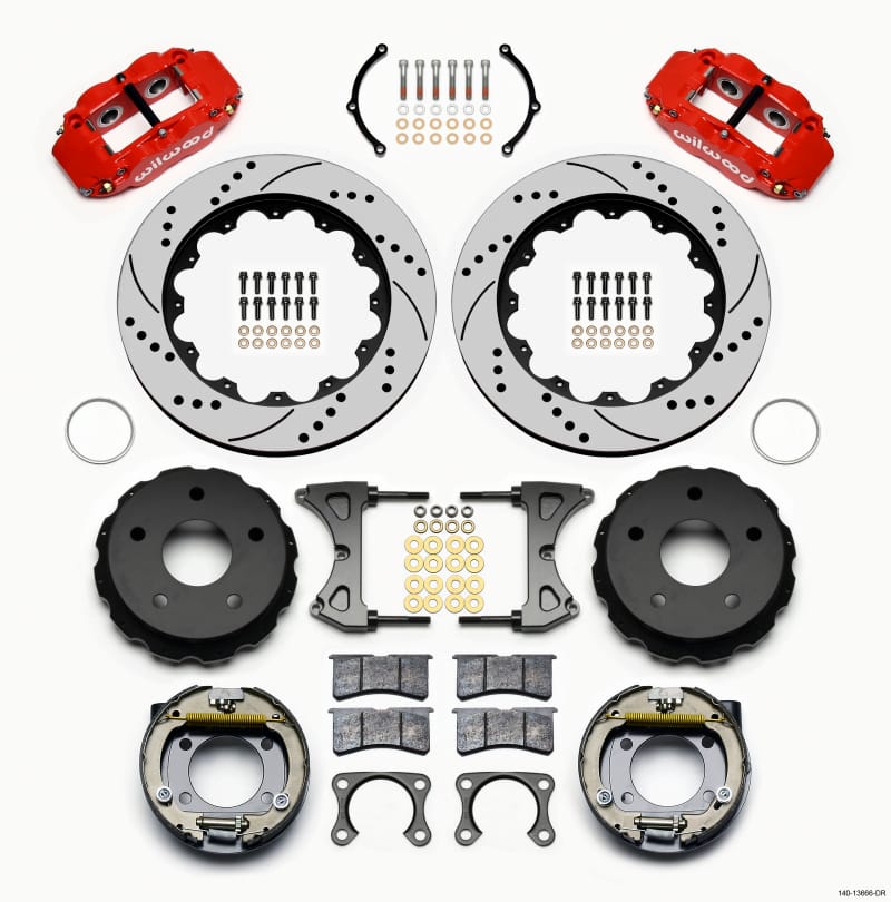 Wilwood — KIT,REAR,DISC/DRUM,BIG FORD,NEW STYLE FNSL4R,2.38 OFF,5x5.50 BC,14.00,SRP,RED