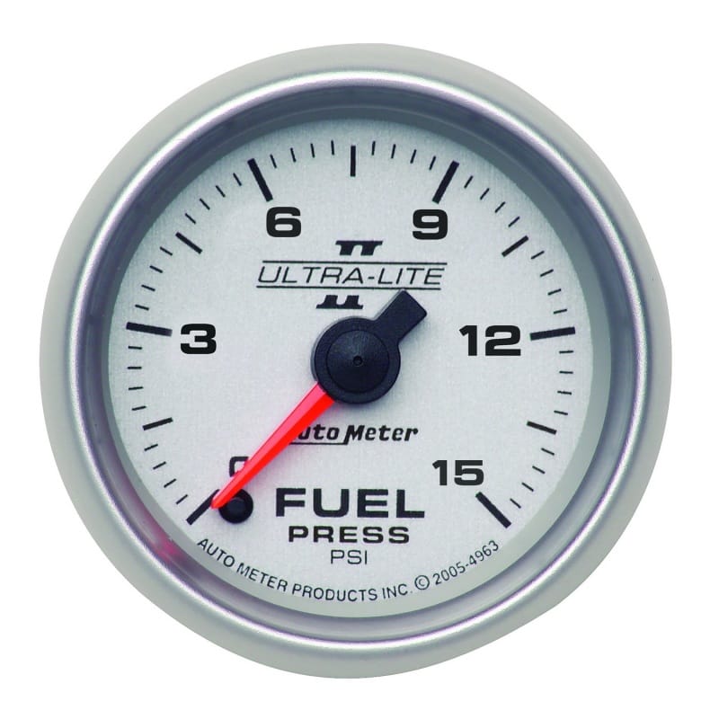 AutoMeter — GAUGE, FUEL PRESSURE, 2 1/16", 15PSI, DIGITAL STEPPER MOTOR, ULTRA-LITE II