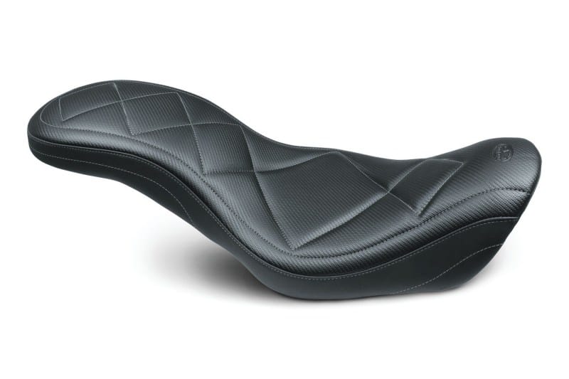 Mustang Motorcycle — Mustang 14-17 Harley Fat Bob Super Tripper 1PC Seat Carbon - Black