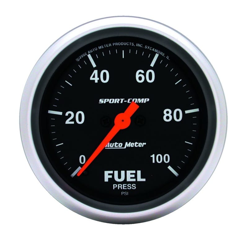 AutoMeter — GAUGE, FUEL PRESSURE, 2 5/8" , 100PSI, DIGITAL STEPPER MOTOR, SPORT-COMP