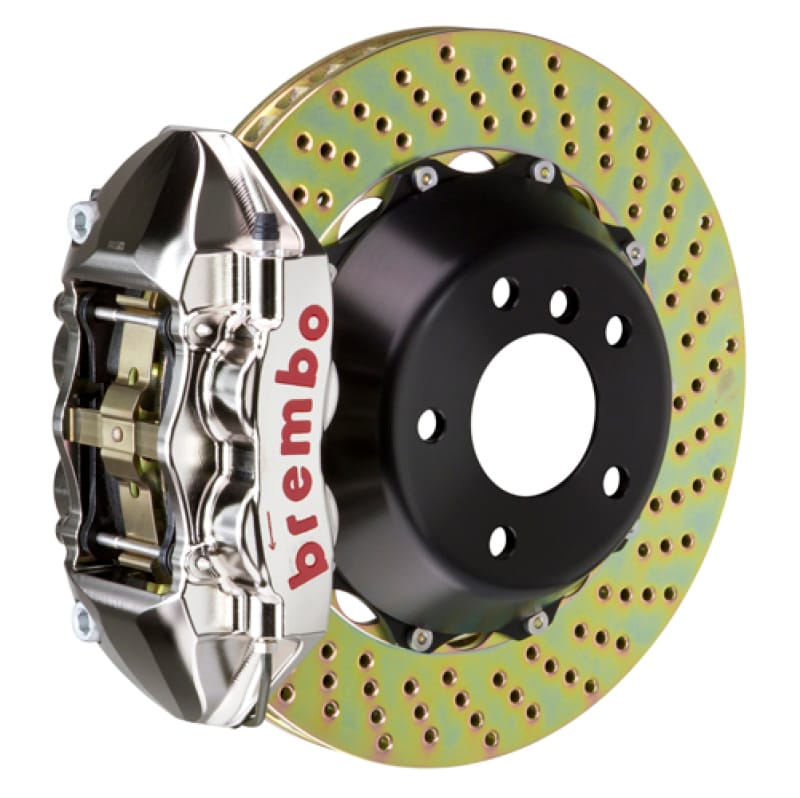 Brembo — Brembo 06-12 325i/328i (Excl. xDrive) Rear GTR BBK 4 Piston Billet 345x28 2pc Rotor Drilled- Nickel