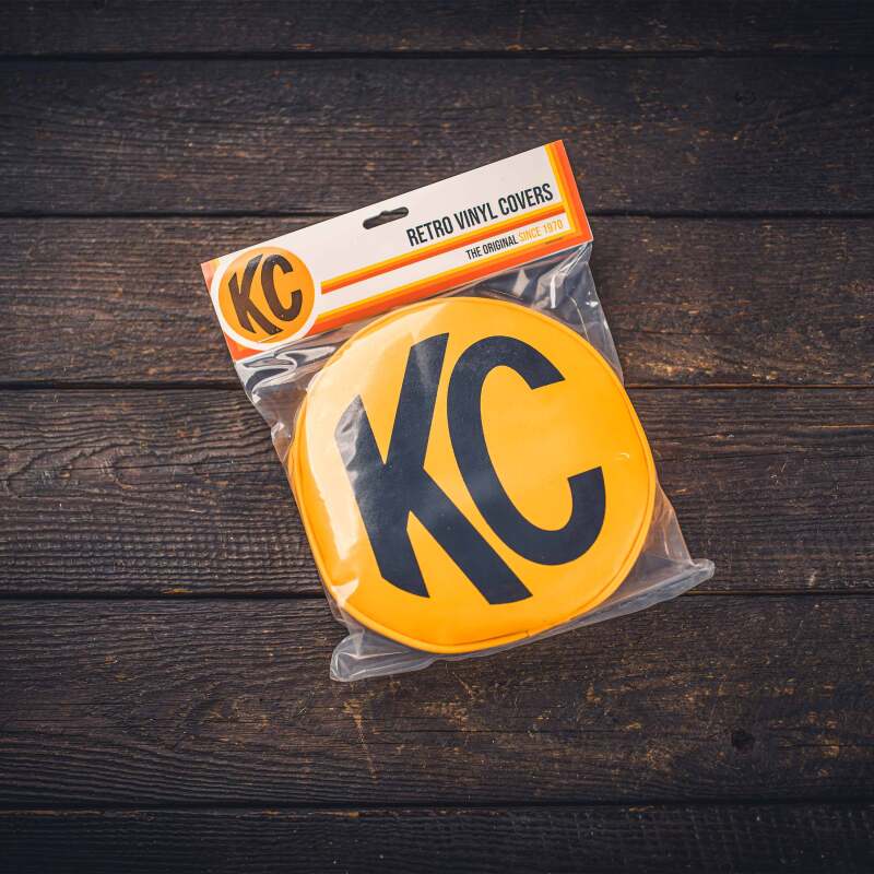 KC HiLiTES — Retro 8" Vinyl Yellow w/ Black KC Soft (pr)