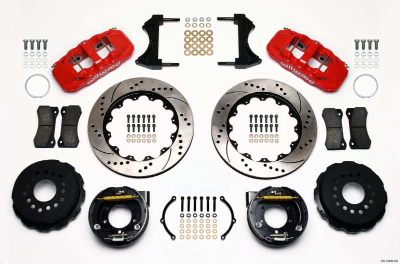 Wilwood — KIT,REAR,MUSTANG,05-UP,2.66 OFFSET,AERO4 14.00 ROTOR,SRP,RED