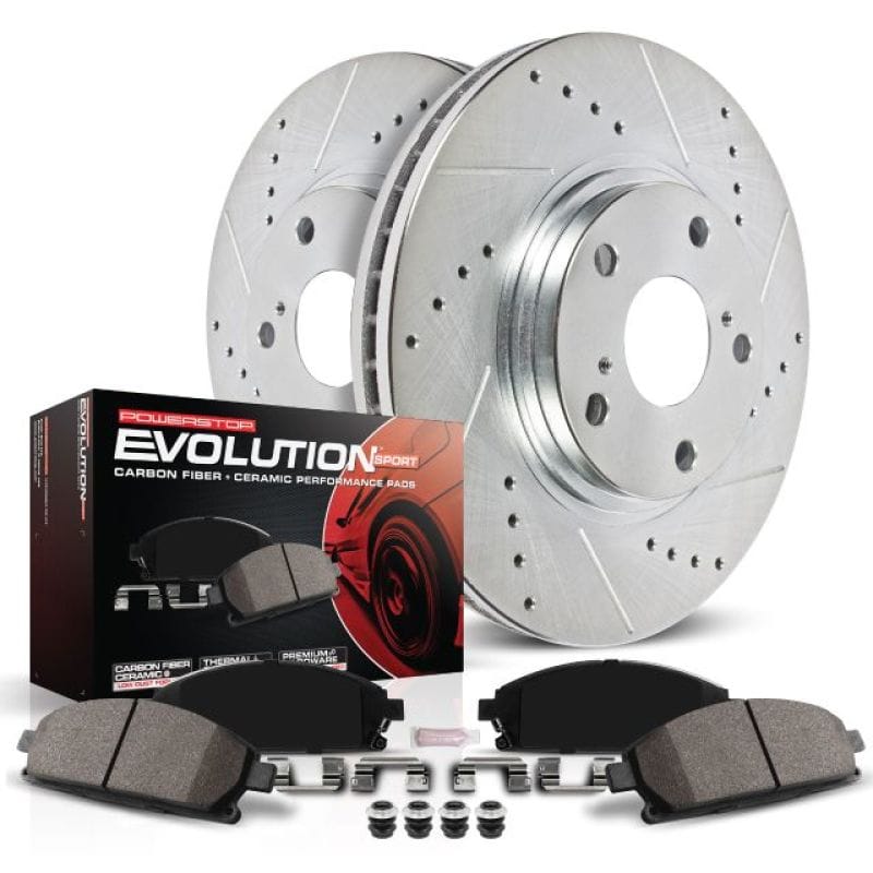 PowerStop — Z23 Daily Driver Carbon-Fiber Ceramic Brake Pad and Drilled & Slotted Rotor Kit