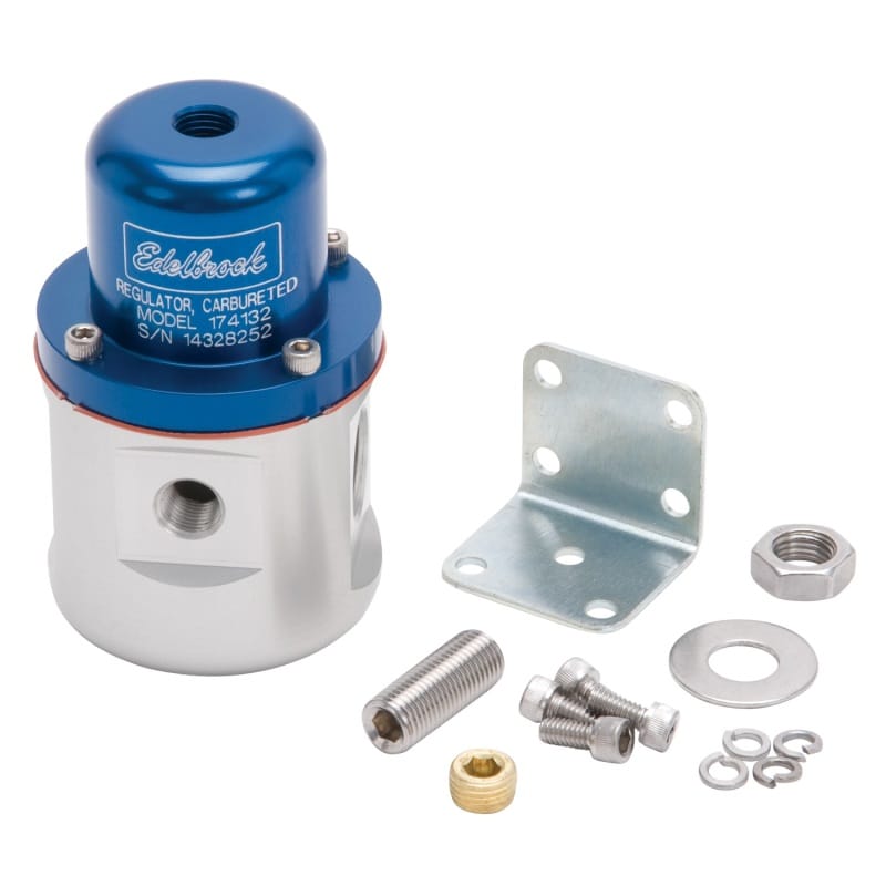Edelbrock — Edelbrock Fuel Pressure Regulator Carbureted 160 GPH 5-10 PSI 3/8In In/Out 3/8In Return Blue/Clear
PUMPS