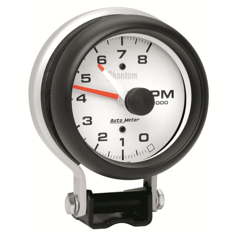 AutoMeter — GAUGE, TACHOMETER, 3 3/4", 8K RPM, PEDESTAL W/ RED LINE, PHANTOM