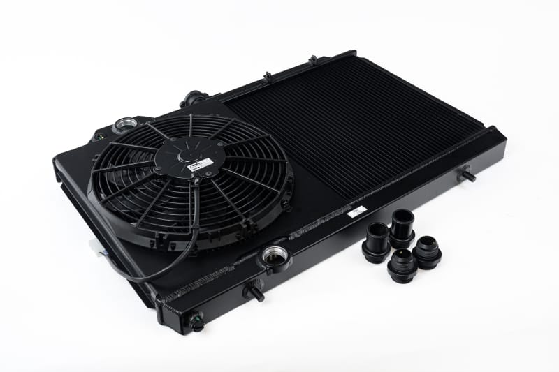 CSF — Mitsubishi Evo 7/8/9 Full Size Slim Radiator w/ 12in SPAL Fan - Black