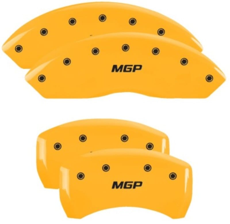 MGP — Set of 4 caliper covers, Engraved Front and Rear: MGP, Yellow powder coat finish