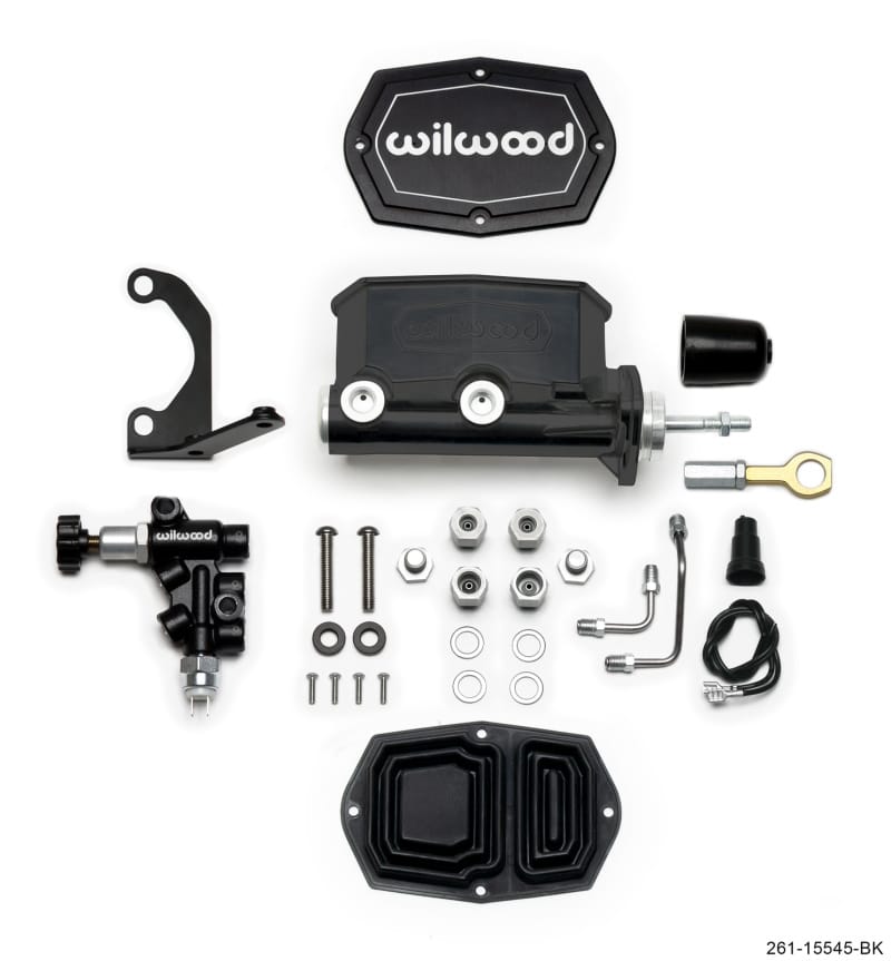 Wilwood — KIT,M/C,TANDEM,COMPACT,INTEGRAL,1.12 DIA W/P-VALVE/PUSHROD,MUSTANG,BLACK