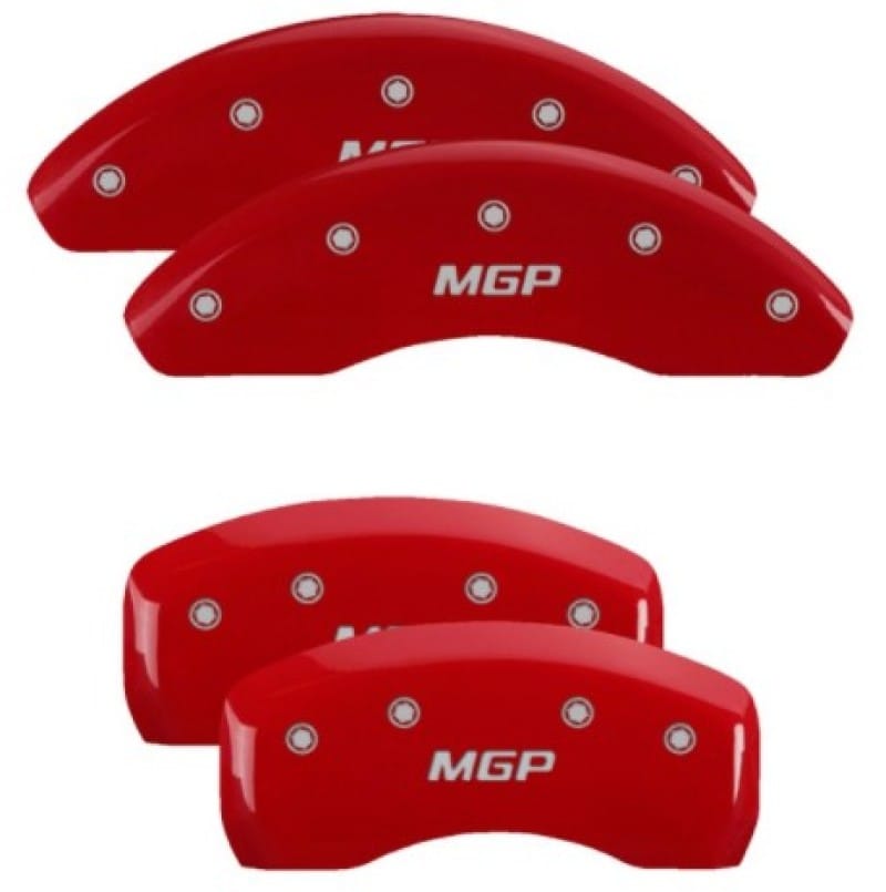 MGP — Set of 4 caliper covers, Engraved Front and Rear: MGP, Red powder coat finish, s