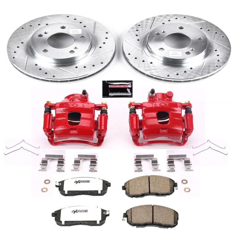 PowerStop — Z26 Street Performance Ceramic Brake Pad, Drilled Slotted Rotor, and Caliper Kit