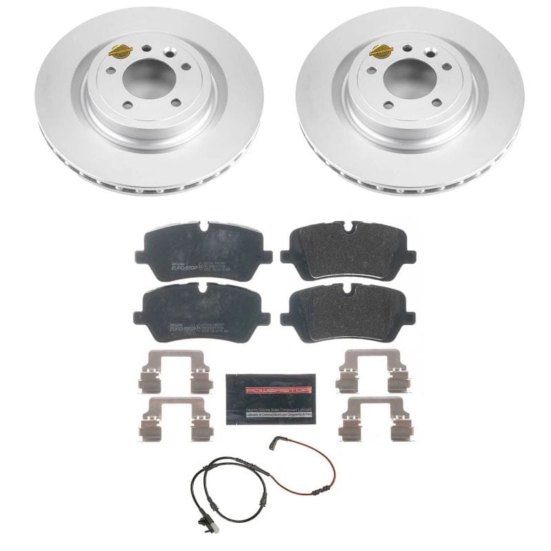 PowerStop — Genuine Geomet Coated Rotors, ECE-R90 Brake Pads + Hardware Kit