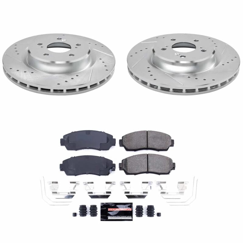 PowerStop — Z23 Daily Driver Carbon-Fiber Ceramic Brake Pad and Drilled & Slotted Rotor Kit