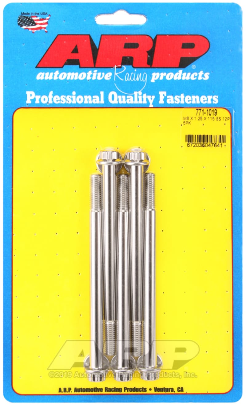 ARP — ARP M8 x 1.25 x 115 12pt Stainless Steel Bolts (5/pkg)