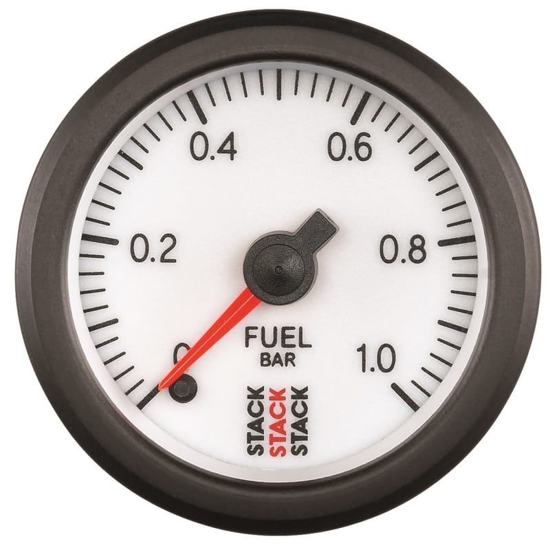 AutoMeter — GAUGE, FUEL PRESS, PRO STEPPER MOTOR, 52MM, WHT, 0-1 BAR, M10 MALE