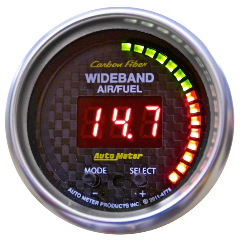 AutoMeter — GAUGE, AIR/FUEL RATIO-PRO, 2 1/16", 10:1-20:1, DIGITAL W/ PK & WRN, CARBON FIBER