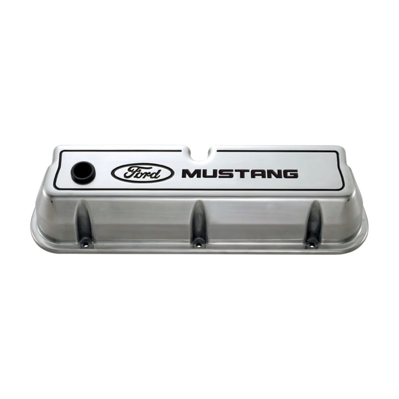 Ford Racing — Ford Mustang Die-Cast Valve Covers Polished With Black Logo
Valve Cover