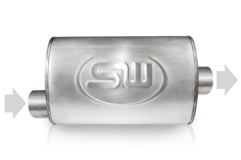 Stainless Works — Stainless Works Turbo Chambered Muffler 2-1/4" Offset Inlet And Center Outlet
