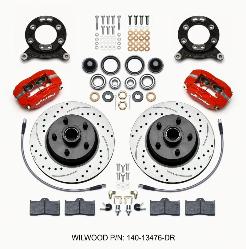 Wilwood — KIT,FRONT,MUSTANG,65-69,11.30 HUB/ROTOR DRILLED,RED,W/LINES