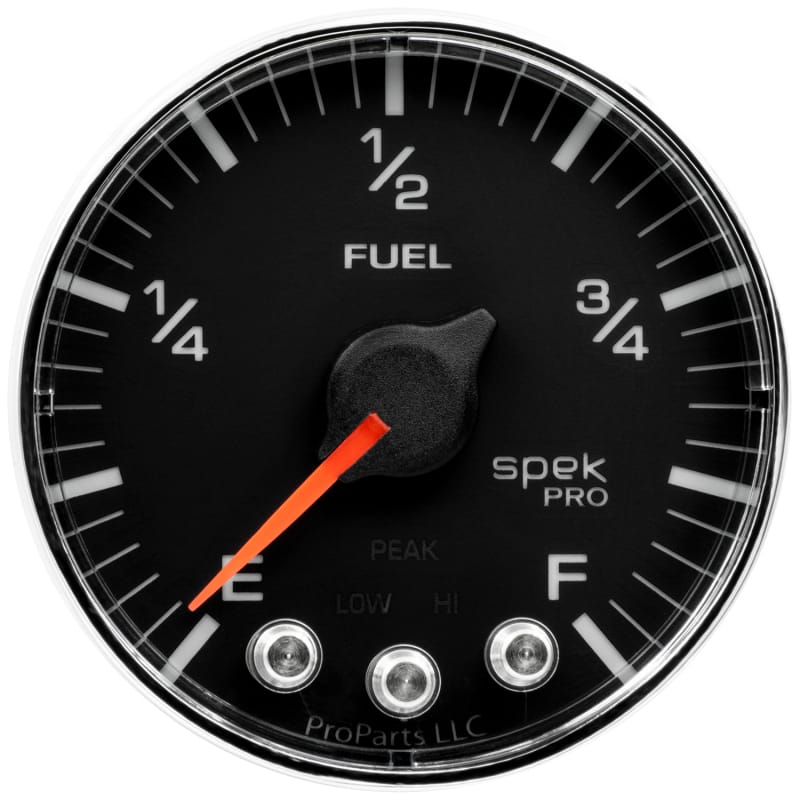 AutoMeter — GAUGE, FUEL LEVEL, 2 1/16", 0-270O PROGRAMMABLE, BLK/CHRM, SPEK-PRO