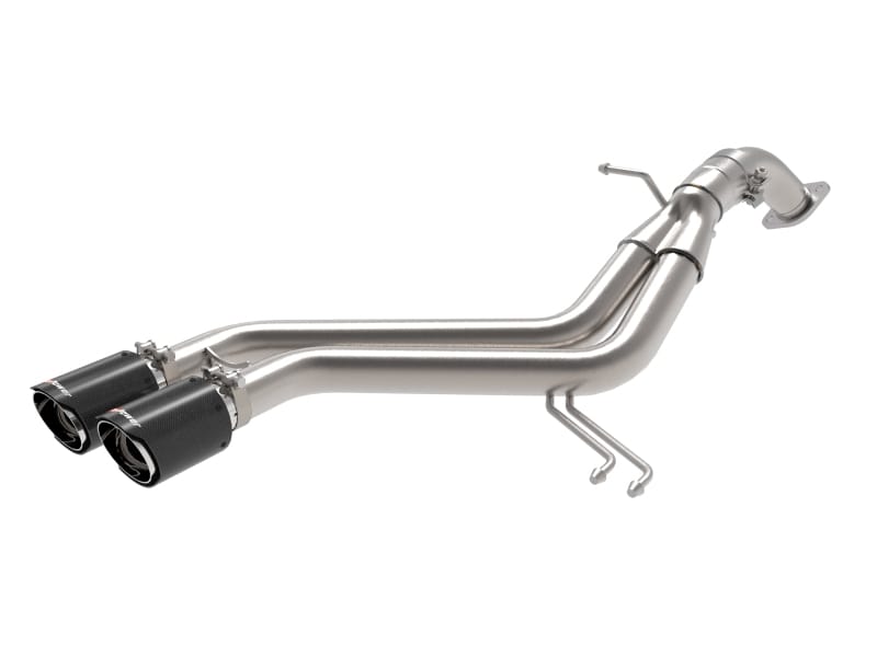 aFe — Takeda 3 IN to 2-1/2 IN 304 Stainless Steel Axle-Back Exhaust Carbon Fiber Tip
