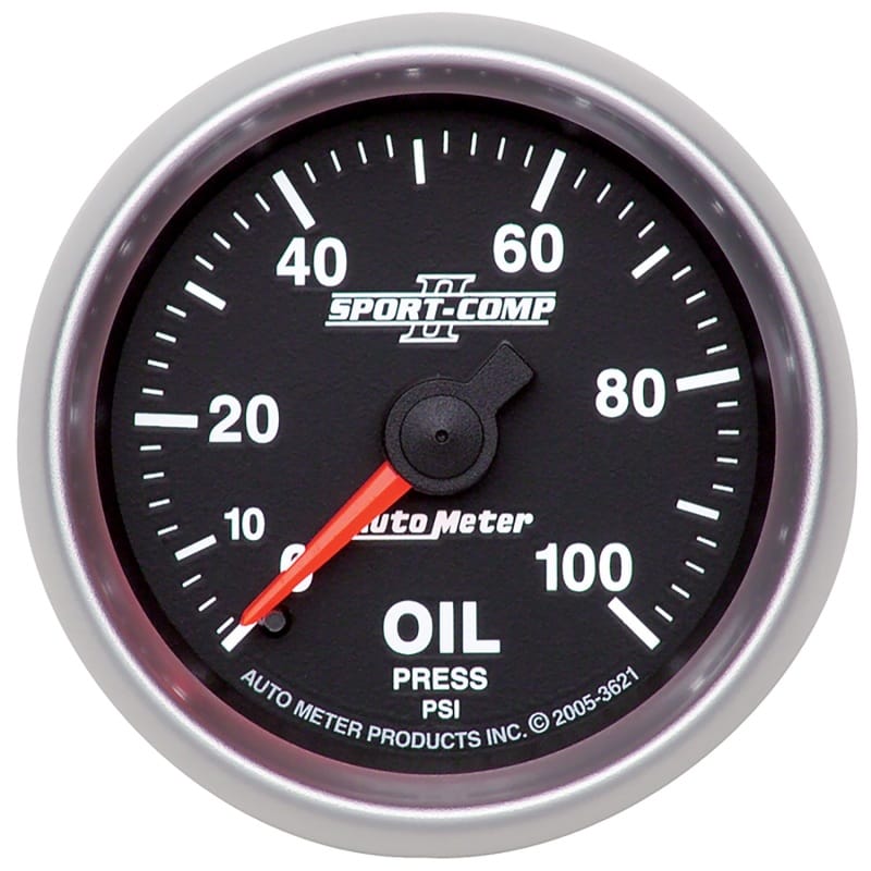AutoMeter — GAUGE, OIL PRESSURE, 2 1/16", 100PSI, MECHANICAL, SPORT-COMP II