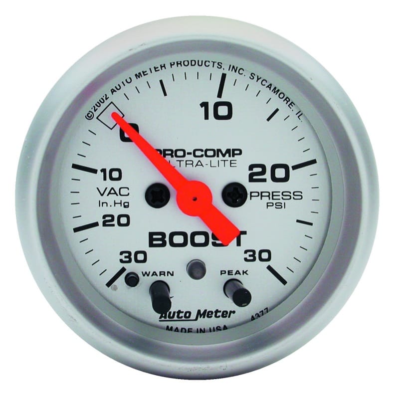 AutoMeter — GAUGE, VAC/BOOST, 2 1/16", 30INHG-15PSI, STEPPER MOTOR W/PEAK & WARN, ULTRA-LITE