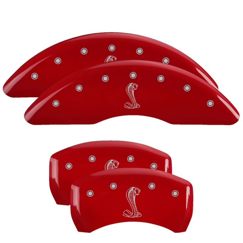 MGP — Set of 4 caliper covers, Engraved Front and Rear: Tiffany Snake, Red powder coat